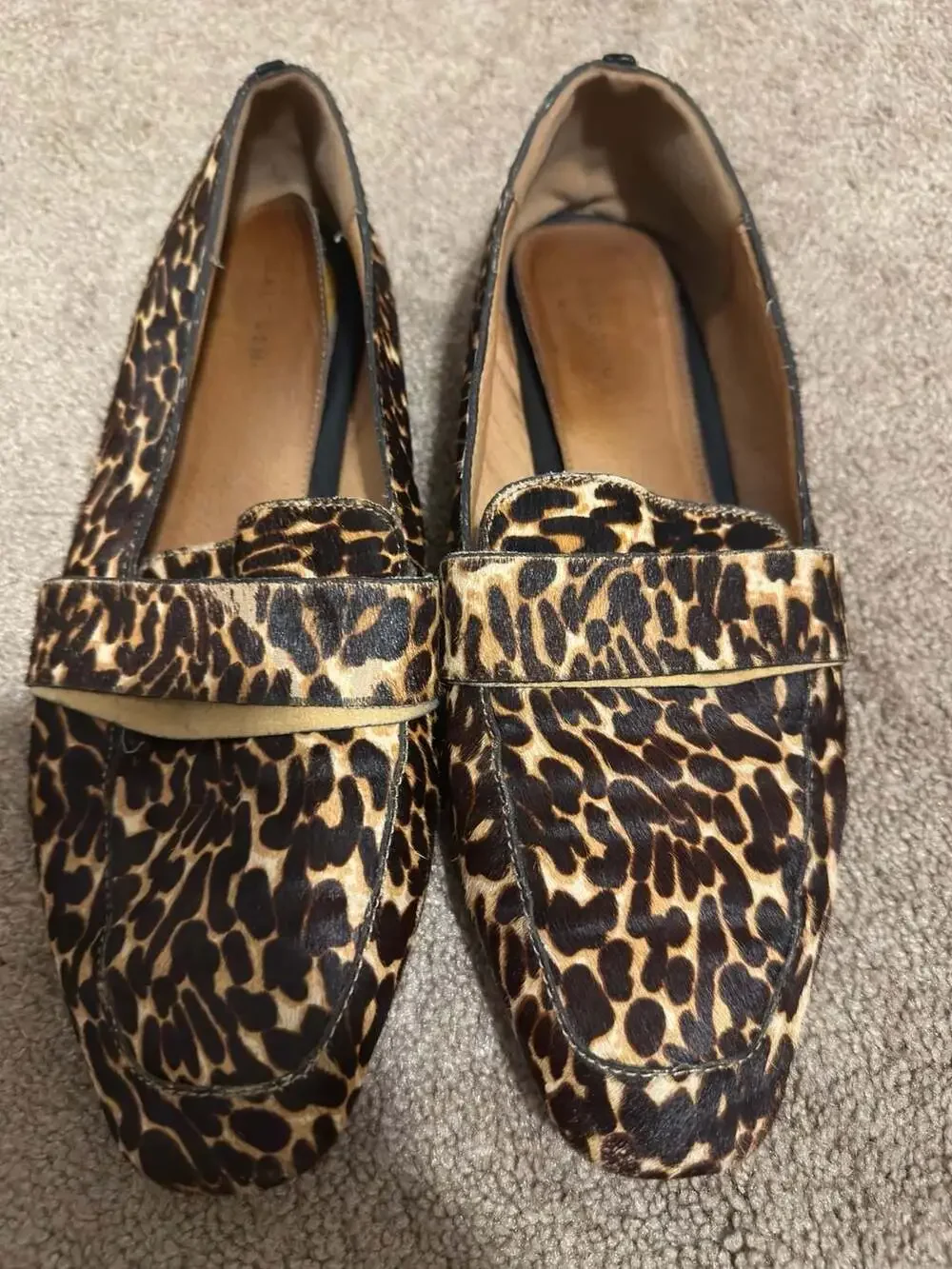 Halogen Leopard Print Calf Hair Loafers